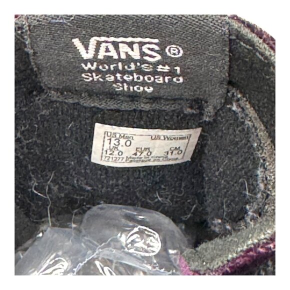Vans Mens Purple Velvet High-Top Sneakers Skater Skateboard Y2K Sz 13 Black READ - Picture 3 of 16